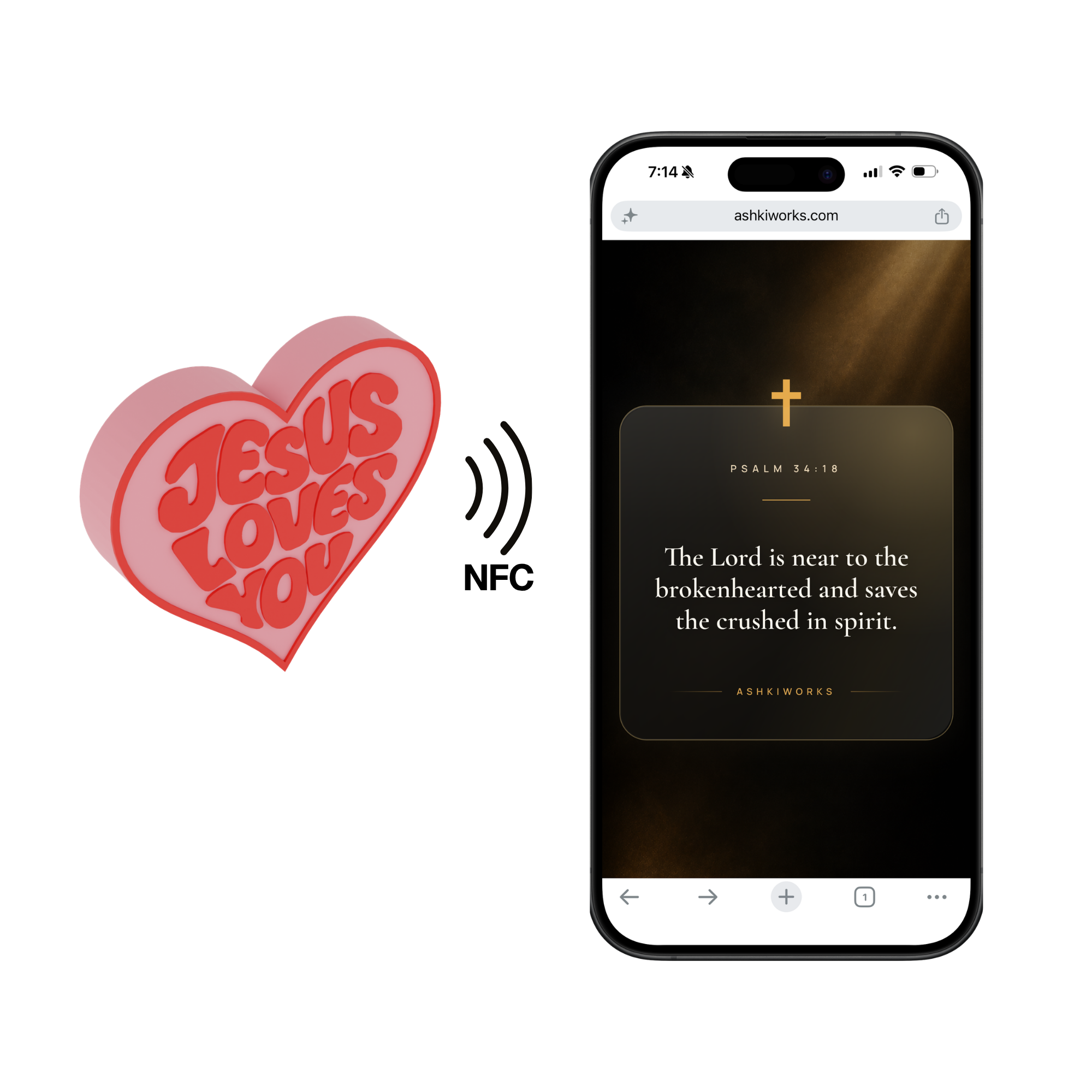 Daily Bible Verse NFC Heart Tag